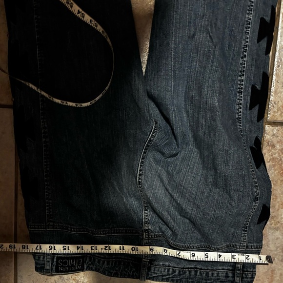 Vtg Western Ethics cross pants Cowgirl Jeans rare bottoms chrome design stud y2k - Picture 3 of 6